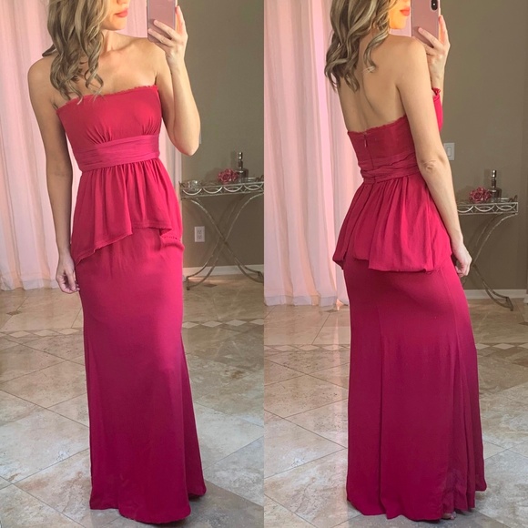 BCBGMaxAzria Dresses & Skirts - BCBGMaxAzria Red Strapless Tie  Maxi Gown Dress